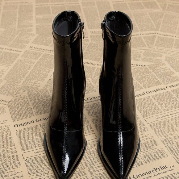 Black Business Casual Women's Elegant Short Boots - Picture 3 of 5